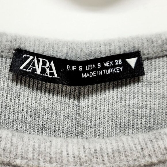 Zara Short Sleeve Knitted Gray Dress Women’s Size Small Knee Length - Picture 3 of 10
